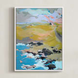 "Out To Sea" - Art Print in Deep Aqua by Jess Franks - Framed Canvas