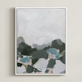 "In the Distance" - Art Print in Aqua by Melanie Severin - Framed Canvas