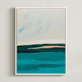 "Hawaiian Reef Abstract Painting" - Art Print in turquoise blue by Caryn Owen - Framed Canvas