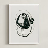 "Black 03" - Art Print in black, white, beige by Catilustre - Framed Canvas