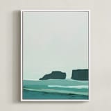 "Abstract Pacific Seascape Diptych 1" - Art Print in Greenish Turquoise by Caryn Owen - Framed Canvas