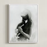 "Every Mother Counts Mother and Baby" - Art Print in Calming Grey by Kate Ahn - Framed Canvas