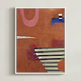 "BURNT SIENNA & BARK" - Art Print in red wine by Keren Toledano - Framed Canvas