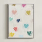 "Our Hearts" - Art Print in Cream Puff by Yaling Hou Suzuki - Framed Canvas