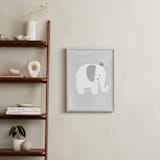"Dream Big Elephant And Giraffe" - Art Print in Soft Grey by Patrice Horvath - In a Room