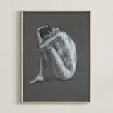 "Round" - Art Print in Charcoal Gray by Anne Morrison - Framed