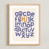 "Hi from the Alphabet" - Art Print in Indigo by Krissy Callahan - Framed