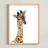 "Baby Animal Friends: Giraffe" - Art Print in Brown Giraffe Spots by Jieun K Rasband - Framed