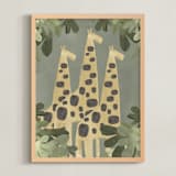 "A Giraffe Trio" - Art Print in Savanna Greige by Alicia Abla - Framed