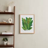 "Banana Leaf Bouquet" - Art Print in Tropical Green by Madeline Trait - In a Room