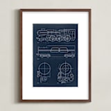 "Train diagram" - Art Print in Navy by Robert and Stella - Framed