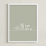 "The Trio from Disney's The Lion King" - Art Print in Sage by Britt Mills - Framed