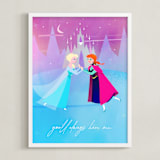 "Elsa and Anna from Disney's Frozen" - Art Print in Ice by lori jacobs wemple - Framed