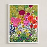 "Flower Hour" - Art Print in Garden Green by Janie Allen - Framed