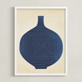 "Vase Study in Blue" - Art Print in Midnight Blue by Jayne Alfieri - Framed