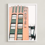 "7th Street Hotel" - Art Print in peach by Baumbirdy - Framed