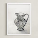 "Blue Pitcher" - Art Print in Nantucket Blue by Karen Kaul - Framed