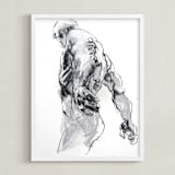 "Drawing 369 - Standing Man" - Art Print in Deep Charcoal by Derek overfield - Framed