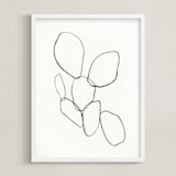 "Cactus Line Drawing" - Art Print in dusty white by Amanda Phelps - Framed