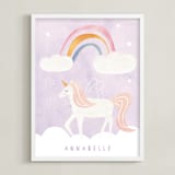 "Dreamy Unicorn" - Personalized Art Print in Lavender by Teju Reval - Framed