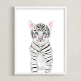 "baby animal.tiger" - Art Print in white by Cass Loh - Framed