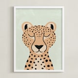 "Cheetah" - Art Print in Dry Grass by 2birdstone - Framed