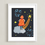 "Little Hero" - Art Print in Navy Blue by Candace Wiant - Framed