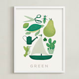 "Ten Green Things" - Art Print in Green by Ana Peake - Framed