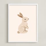 "Baby Rabbit" - Art Print in Beige by Vivian Yiwing - Framed