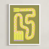 "Twisty Giraffe" - Art Print in Moss by Ampersand Design Studio - Framed