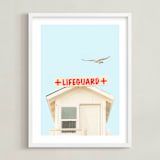 "The Lifeguard" - Art Print in Summer Blue by Lisa Sundin - Framed