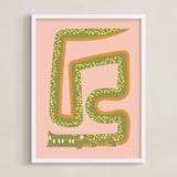 "Twisty Alligator" - Art Print in Moss by Ampersand Design Studio - Framed