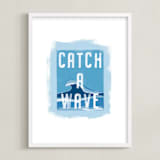 "Cowabunga!" - Art Print in Sky Blue by Kerry Doyle - Framed