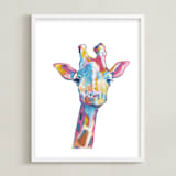 "Mr. Giraffe" - Art Print in Cotton Candy by Makewells - Framed