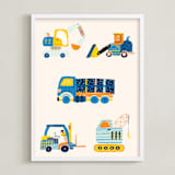 "The Truck Gang" - Art Print in Periwinkle by Kartika Paramita - Framed