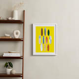 "Surfboard Pose" - Art Print in sunshine by Baumbirdy - In a Room