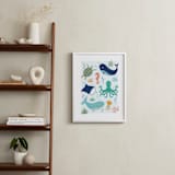 "Sea Friends" - Art Print in Sea Blue by Beth Schneider - In a Room
