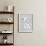 "Dream Big Elephant And Giraffe" - Art Print in Soft Grey by Patrice Horvath - In a Room