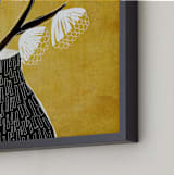 "Drawn to Bloom " - Art Print in Mustard by Tanya Lee Design - Frame Close-up