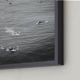 "Surfing at Huntington" - Art Print in Deep Sea by Sherley Ferreira - Frame Close-up