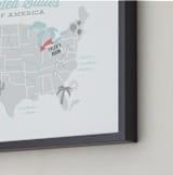 "You Are Here American Map" - Personalized Art Print in Coastal Grey by Jessie Steury - Frame Close-up