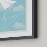 "In Flight" - Personalized Art Print in Sky Blue by Jennifer Morehead - Frame Close-up