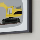 "The Construction Excavator" - Art Print in Gold Mechanic by Rebecca Marchese - Frame Close-up