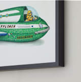 "Moon Explorer" - Art Print in emerald green by Ed Hogan - Frame Close-up