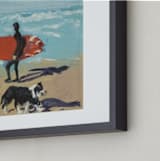 "Dog Beach Carmel; Surfer with Dog" - Art Print in Pacific Blue by Annie Seaton - Frame Close-up