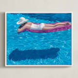 "Pink Float; Swimmers Series 5" - Art Print in Azure by Christine Blain - Framed Canvas