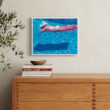 "Pink Float; Swimmers Series 5" - Art Print in Azure by Christine Blain - In a Room