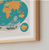 "Map Of The World" - Art Print in Aqua by GeekInk Design - Frame Close-up