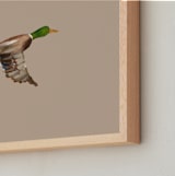 "Mallards in Flight 1" - Art Print in Neutral by Anee Shah - Frame Close-up