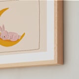 "Sleeping Bunny" - Art Print in Beige by Kartika Paramita - Frame Close-up